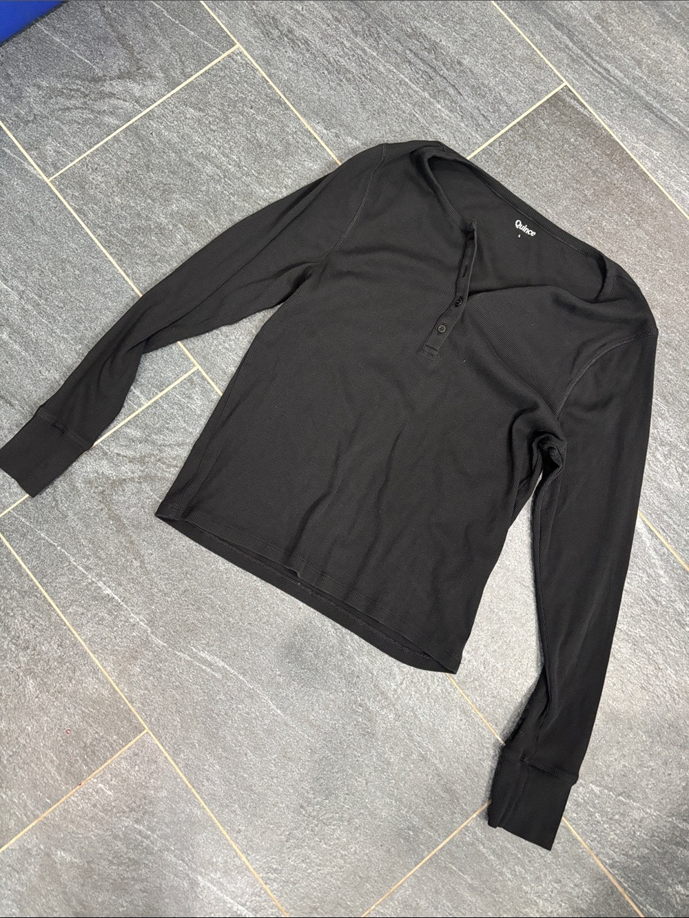 Quince long sleeve quarter button top